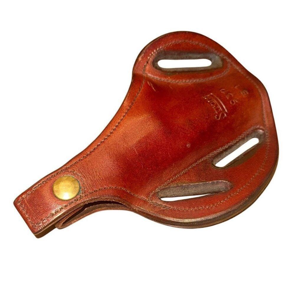 Vintage STRONG brand leather holster- button closure detailed 930, 51 brown